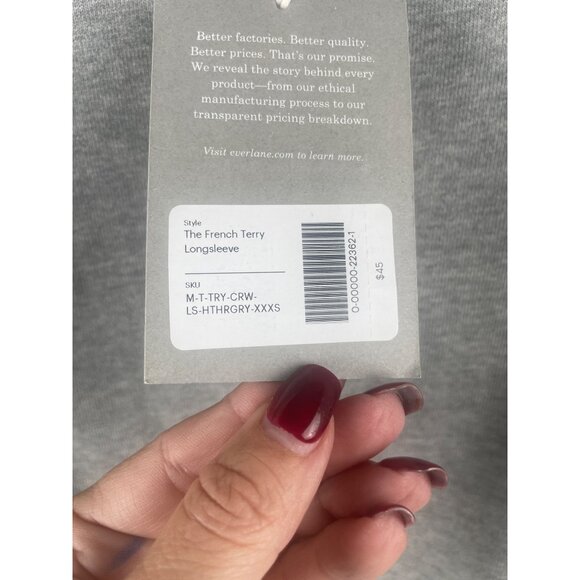 Everlane Gray French Terry Longsleeve Sweatshirt XXXS Unisex - Picture 5 of 9